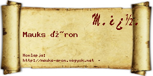 Mauks Áron névjegykártya
